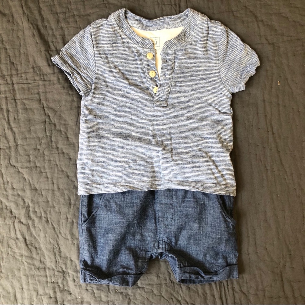 Baby Gap chambray short romper size 12-18mo